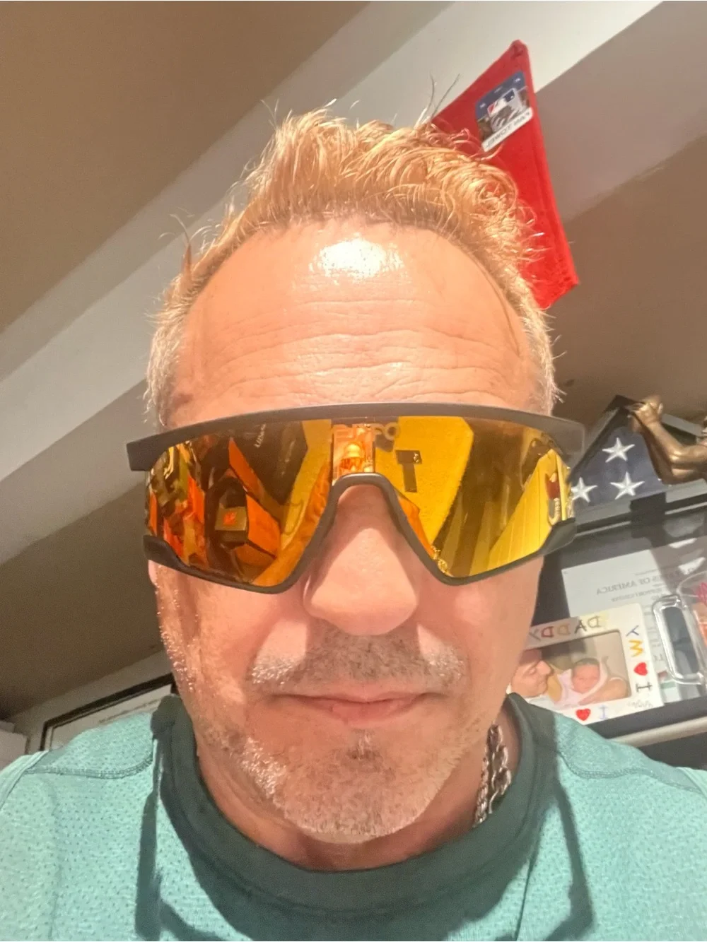New Oakley Black Frame Sunglasses with Amber Mirror Lens! Comes with case etc